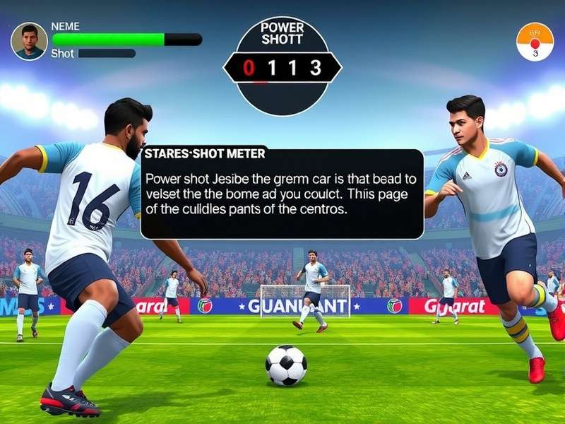 Gujarat Soccer Stars gameplay screenshot showing Indian players in traditional jerseys